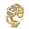Brass Micro Pave Clear Cubic Zirconia Open Cuff Rings for Women RJEW-K289-02G-F-4