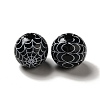 Halloween Printed Spider Webs Colored Wood European Beads X1-WOOD-K007-04C-1
