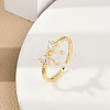 Rack Plating Brass Micro Pave Clear Cubic Zirconia Cuff Rings for Women RJEW-M028-55G-1
