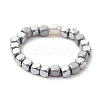 Cube Non-magnetic Synthetic Hematite Beads Stretch Finger Rings RJEW-JR00705-4