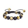 Round Stone Braided Bead Bracelets Set BJEW-JB07260-03-1