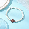 Cross Synthetic Turquoise & Wood Round Beads Stretch Bracelets for Men Women BJEW-JB11832-02-1