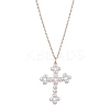 Cross Fleury Acrylic Imitation Pearl Pendant Necklaces NJEW-JN04985-1