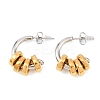 304 Stainless Steel Two Tone C-Shaped Stud Earrings EJEW-K268-78GP-4