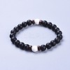 Natural Black Agate(Dyed & Heated) Bead Stretch Bracelets BJEW-JB04295-03-1