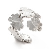 304 Stainless Steel Leaf Wrap Open Cuff Ring for Women RJEW-F131-13P-1