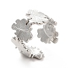 Non-Tarnish 304 Stainless Steel Leaf Wrap Open Cuff Ring for Women RJEW-F131-13P-1