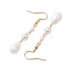 Teardrop Shell Pearl & Brass Dangle Earrings for Women EJEW-TA00513-4