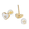 Natural Shell & Enamel Heart Stud Earrings with Cubic Zirconia EJEW-N011-79D-1