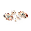 Rhinestone Eye Dangle Stud Earrings with Acrylic Pearl Beaded LS-EJEW-J045-01KCG-3