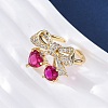 Brass Micro Pave Cubic Zirconia Cuff Rings for Women RJEW-A062-01G-2