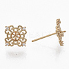 Brass Micro Pave Clear Cubic Zirconia Stud Earring Findings KK-N232-04-NF-2