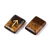 25Pcs Rectangle Natural Tiger Eye Rune Stones with Elder Futhark Alphabet Engraved G-T142-35-3