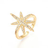 Brass Micro Pave Clear Cubic Zirconia Cuff Rings for Women KK-T074-07G-4