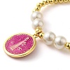 Adjustable Flat Round with Holy Virgin Charms Bracelet LS-BJEW-Z073-01G-04-2