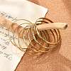 Fashion PVD Vacuum Plating 201 Stainless Steel Bangle Sets BJEW-L664-024C-G-1-4