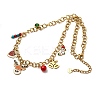 304 Stainless Steel Enamel & Plastic & Resin Deer Christmas Socking Bell Pendant Necklaces for Women NJEW-Z092-02G-2