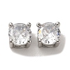 Brass with Single Clear Cubic Zirconia Beads KK-H461-09A-P-1