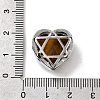 Brass Pave Natural Tiger Eye Heart Multi-Strand Links G-B149-13P-06-3