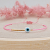 Adjustable Lanmpword Evil Eye Braided Bead Bracelet LS-ZW2937-14-1
