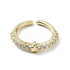 Star Rack Plating Brass Micro Pave Clear Cubic Zirconia Open Rings RJEW-D020-11G-2