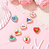 9Pcd 9 Colors Painted Glass Beads Enamel Beads Heart with Fruit LAMP-CJ0002-45-6