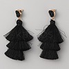 Polyester Tassel Dangle Stud Earrings EJEW-WH0004-74-1