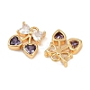 Brass Micro Pave Cubic Zirconia Charms KK-F906-11G-02-2