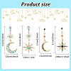 2 Sets 2 Styles Colorful Rhinestone Moon & Star Asymmetrical Earrings EJEW-FI0001-22-2