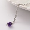 Platinum Tone Brass Amethyst Cone Hexagonal Pointed Dowsing Pendulums MAK-M015-01B-3