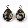 Teardrop Assembled Synthetic Bronzite and Regalite/Imperial Jasper Pendants G-N330-022-D04-2