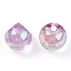 UV Plating Rainbow Iridescent Acrylic Beads X-OACR-G012-04E-2