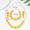 Flower Brass Enamel Pendant Necklace & Stud Dangle Earring & Link Bracelet FS-WGA6C2B-01-4