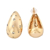 Teardrop Brass Micro Pave Clear Cubic Zirconia Stud Earrings EJEW-K286-07G-01-4