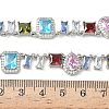 Brass Pave Colorful Cubic Zirconia Rectangle Square Teardrop Tennis Necklaces NJEW-G183-09P-5