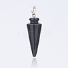 Natural Dyed & Heated Black Agate Pendants G-P236-09-2