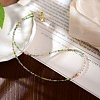 2MM Faceted Round Natural Green Tourmaline & Glass Pearl Beaded Necklaces for Women YX9478-3