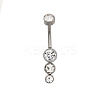 304 Stainless Steel Clear Cubic Zirconia Curved Barbell Belly Button Rings AJEW-D306-03P-05-2