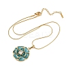 304 Stainless Steel Pave Clear Cubic Zirconia with Enamel Flower Pendant Necklaces NJEW-H088-02G-4