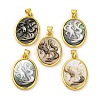 Natural Black Lip Shell Carved Nine Tailed Fox Pendants KK-D537-06G-03-1