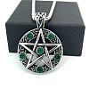 Stainless Steel Emerald Rhinestone Star Pendant Necklaces for Women Men YL0677-1