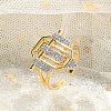 Brass Micro Pave Clear Cubic Zirconia Open Cuff Rings for Women Men KK-B124-12GP-1