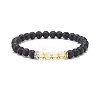 Gemstone & Natural Lava Rock Round Beaded Stretch Bracelet BJEW-JB08468-4