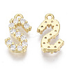 Brass Micro Pave Cubic Zirconia Charms KK-T060-05-S-G-NF-2
