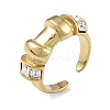 304 Stainless Steel Rhinestone Open Cuff Rings for Women RJEW-U001-03G-1