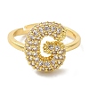 Rack Plating Letter Brass Micro Pave Clear Cubic Zirconia Adjustable Rings for Women KK-S391-03G-G-1