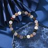Natural Rose Quartz & Rainbow Moonstone & Sunstone & African Bloodstone Round Beaded Stretch Bracelets BJEW-JB10910-03-2