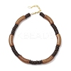 12MM Two Tone Acrylic & CCB Plastic & Coconut Curved Tube Beaded Necklaces for Women NJEW-JN05373-03-4