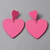 Acrylic Heart Dangle Stud Earrings EJEW-WH0017-83-1