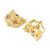 Brass Micro Pave Hot Pink Cubic Zirconia Fox Mask Connector Charms KK-H526-11G-01-2